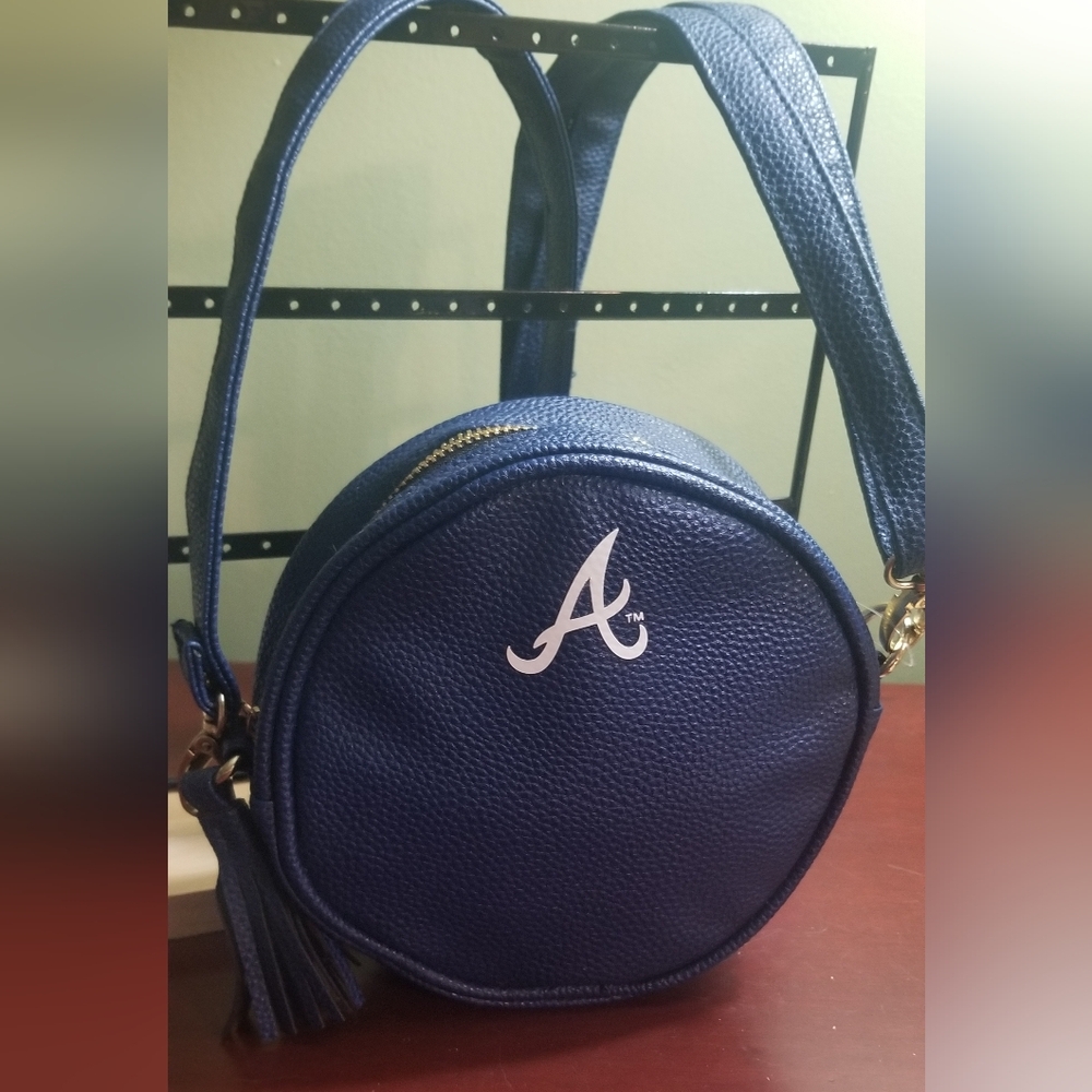 Blue Round Atlanta Braves Officially Licensed Crossbody Bag with Logo